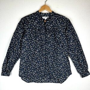 Ines De La Fressange Uniqlo Ditsy Floral Button Up Blouse Office Feminine